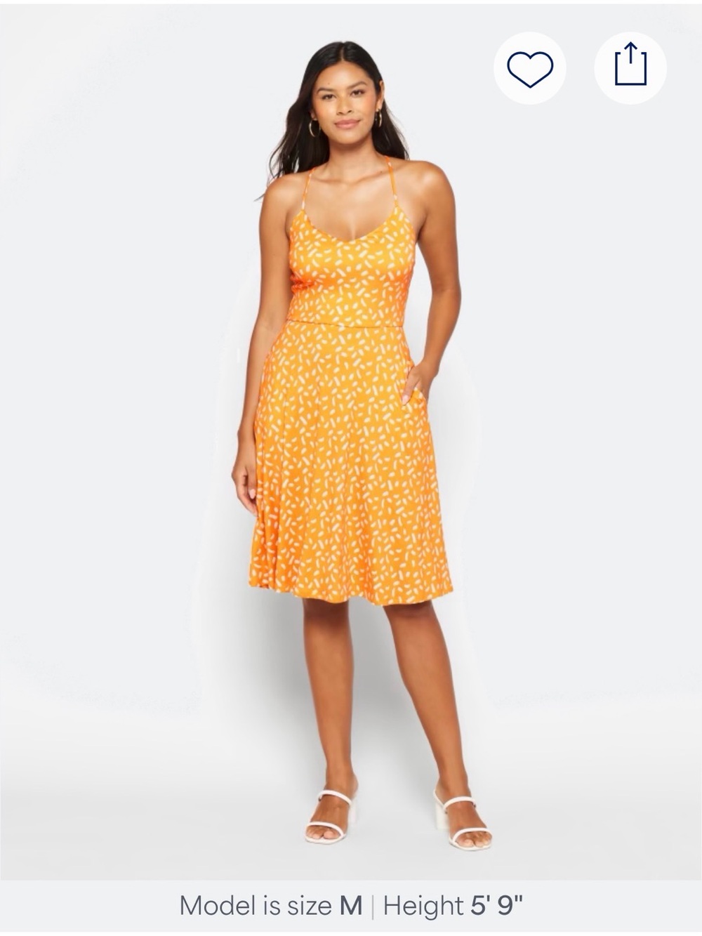 Yellow Printed Spaghetti‑Strap Sundress